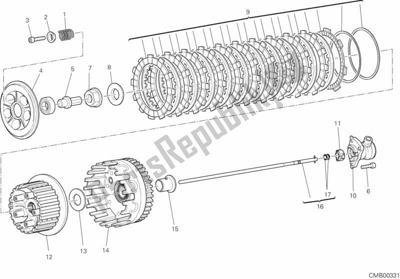 All parts for the Clutch of the Ducati Superbike 848 EVO Corse SE USA 2013